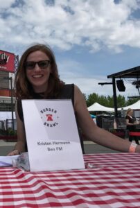 Burger Brawl Kristen "Judging" (stuffing her face)